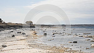 Empty Pebble Beach, Typical Oland Island Coastal Landscape, Pan shot