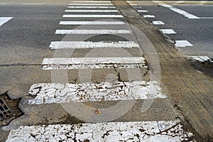 Empty pedestrian crossing, crosswalk on the road isolated