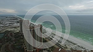 Empty Pensacola Beach in Florida. Portofino Towers in Background. Gulf of Mexico IX