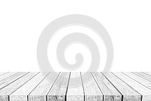 Empty perspective vintage wood isolated on white background, ro