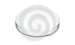 Empty Petri dish isolated on white background.
