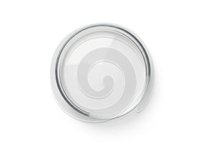 Empty petri dish isolated on white background