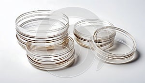 Empty Petri Dishes on White Background
