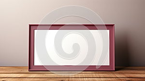 Empty Photo Frame On Brown Wooden Table - Dark Pink And Light Maroon