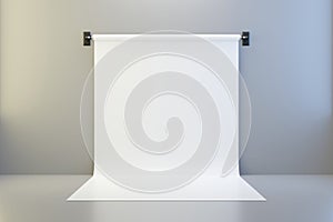 Empty photo studio backdrops on spotlight room background with showing template. Blank room for photography. 3D rendering
