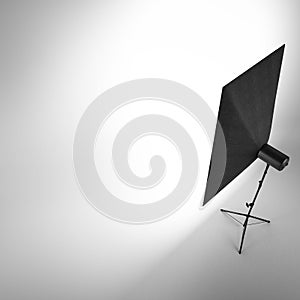 Empty photo studio with white background
