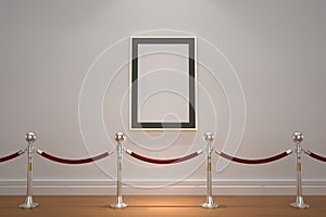 Empty picture frame mockup on wall, 3D rendering. 3D illustration