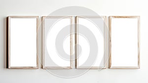 Empty picture frames on wall, white inside painting frames mockup