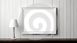 Empty picture frames on wall, white inside painting frames mockup