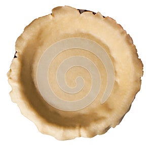 Empty pie shell isolated on white