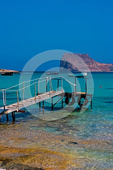 Empty pier in Balos Lagoon on Crete, Greece