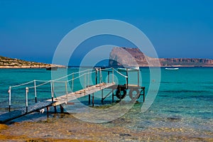 Empty pier in Balos Lagoon on Crete, Greece photo