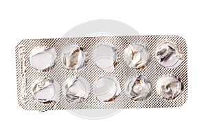 Empty pill blister isolated on white