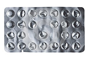 Empty pill blister isolated on white