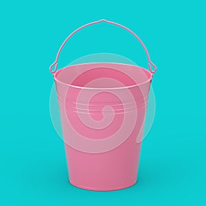 Empty Pink Bucket with Handle in Duotone Style. 3d Rendering