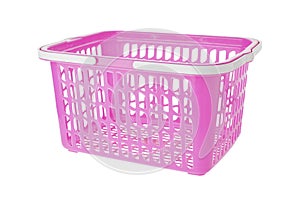 Empty pink plastic shopping basket