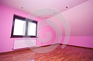 Empty pink room