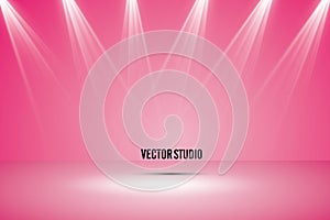 Empty pink studio room, light detector, used as background for display your products. Vector