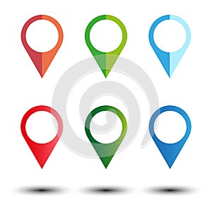empty pins on white background. gps pointer marker icon. Mark location. Vector illustration. stock image.