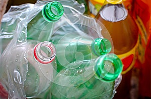 Empty plastic bottles in plastic bag