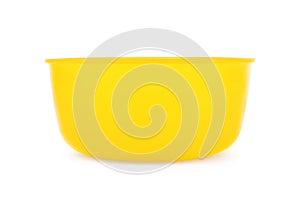 An empty plastic bowl on a white background