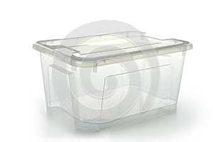 Empty plastic box isolated on white background