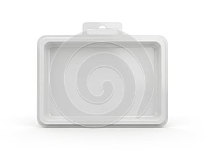 Empty plastic container isolated on white background