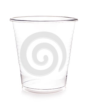 Empty plastic cup isolated on a white background