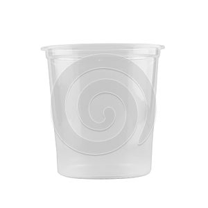 Empty plastic cup isolated on white background
