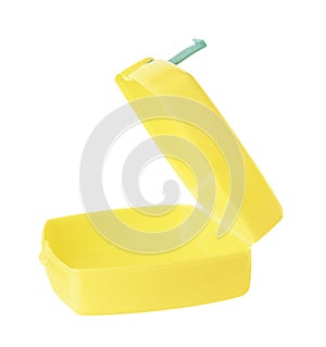 Empty plastic lunch box isolated on white