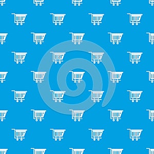 Empty plastic market trolley pattern seamless blue