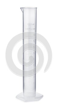 Empty plastic measuring cylinder