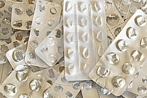 Empty plastic packs of drugs