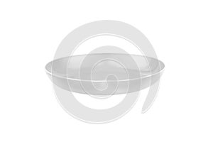 Empty Plastic round plate isolated on white
