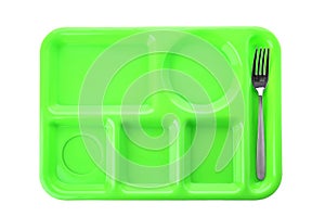 Empty plastic tray on white background, top view