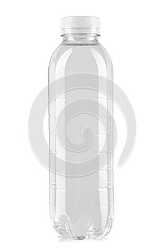 Empty plastic water bottle. Isolated on a white background