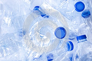 Empty plastic water bottle from polyethylene in waste pollution for recycle and reusable package concept plastic recycle world