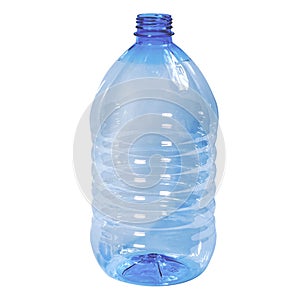 Empty plastic water bottle on white background