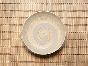 Empty plate on a bamboo mat