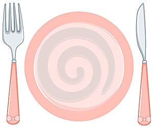 Empty plate with fork and knife