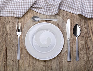 Empty plate with fork and knife
