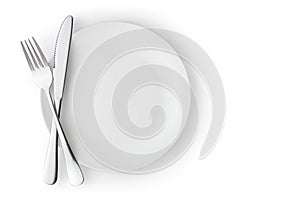 empty plate with fork and knife