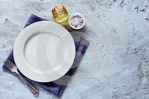 Empty plate and fork