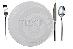 Empty plate, fork, spoon and table-knife