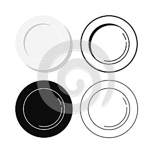 Empty plate icon set vector illustration isolated on white background.