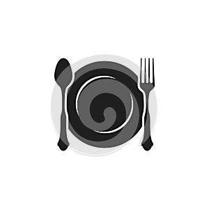 Empty plate with spoon and fork icon vector illustration