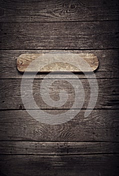 Empty plate wood label note on old wood background