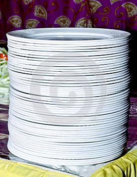 Empty plates. Indian Wedding Food catering Decoration