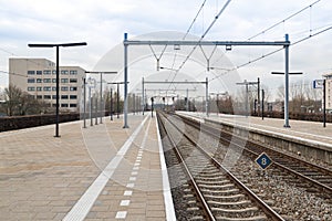 Platform railway station of Dutch city Almere photo