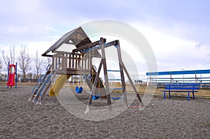 An empty playground with a nice blue sky